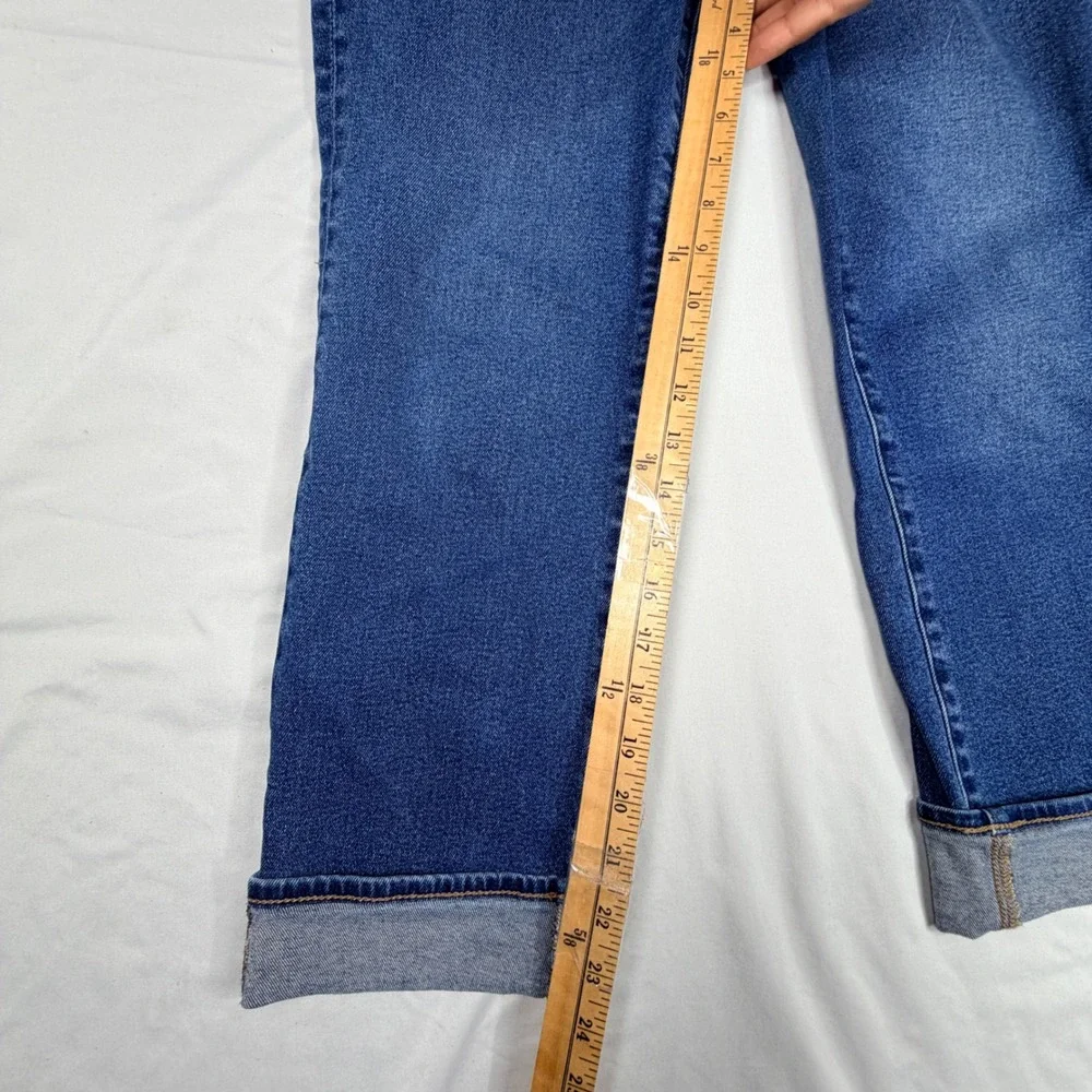 J.Crew Essential Straight Jeans 29 Blue Button Fly High Rise Cuffed Hem